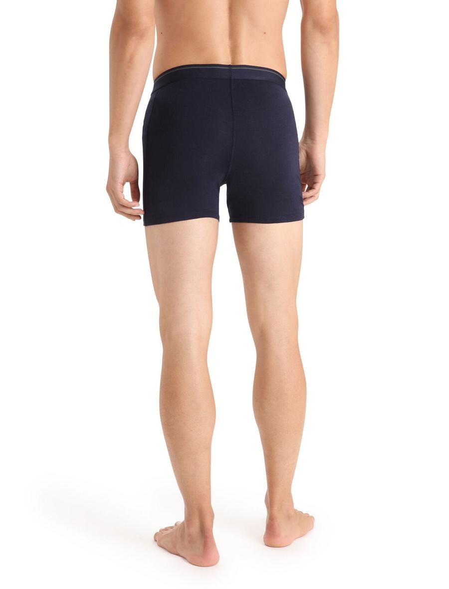 Midnight Navy Icebreaker Merino Anatomica Boxers With Fly Men's Underwear | AU 1307OKIR